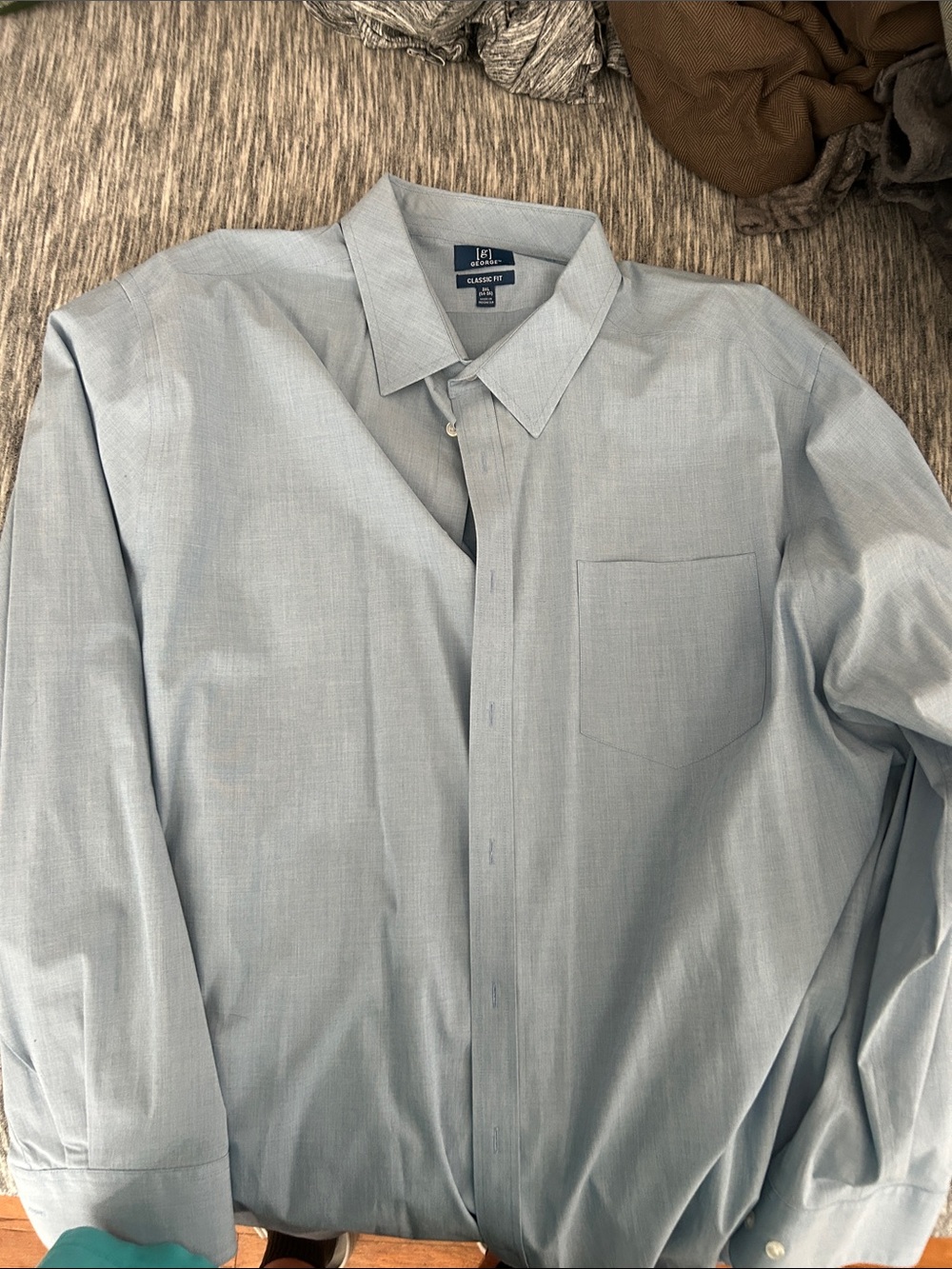 George Light Blue Men's Dress Shirt with Chest Pocket